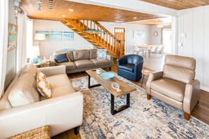 TV, DVD player, foosball, table tennis - Oceanside beach house with private hot tub & pool, spacious deck, games, W/D, AC (Virginia Beach)