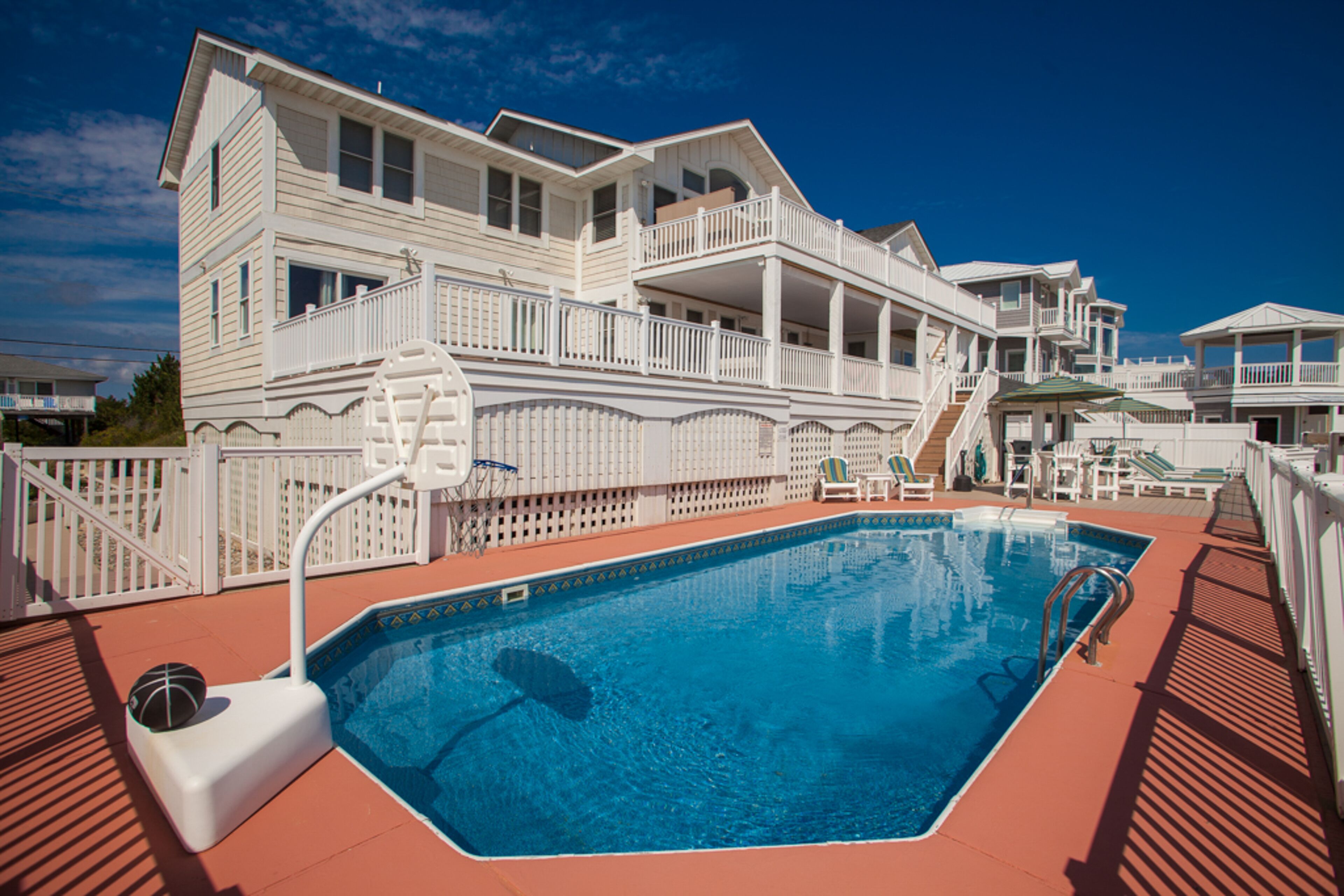 Oceanfront home with pool, hot tub, central AC, & furnished deck - near shopping