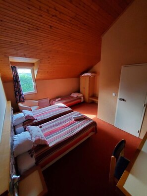 Basic Triple Room | Laptop workspace, blackout drapes, soundproofing, free WiFi - Hotel Le Drakkar (Pont-Audemer)