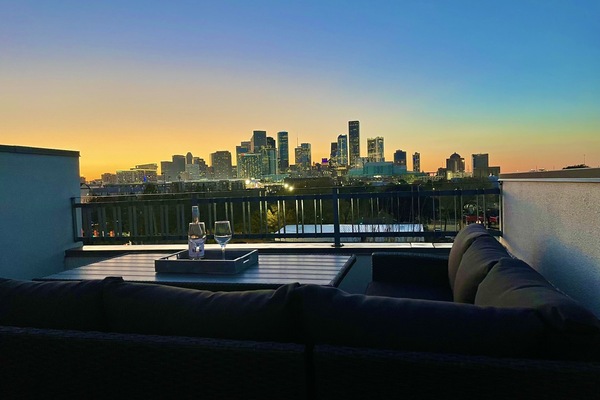 Private Rooftop with views of downtown.