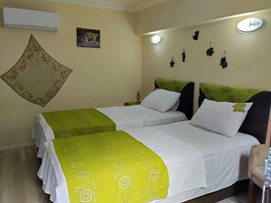 Minibar, desk, laptop workspace, blackout curtains