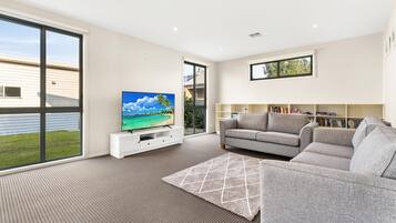 TV, DVD player, ping pong, books