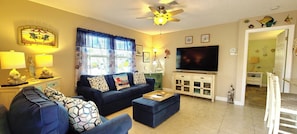 Flat-screen TV, DVD player