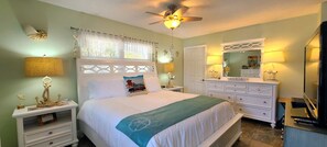 1 bedroom, premium bedding, free internet, bed sheets