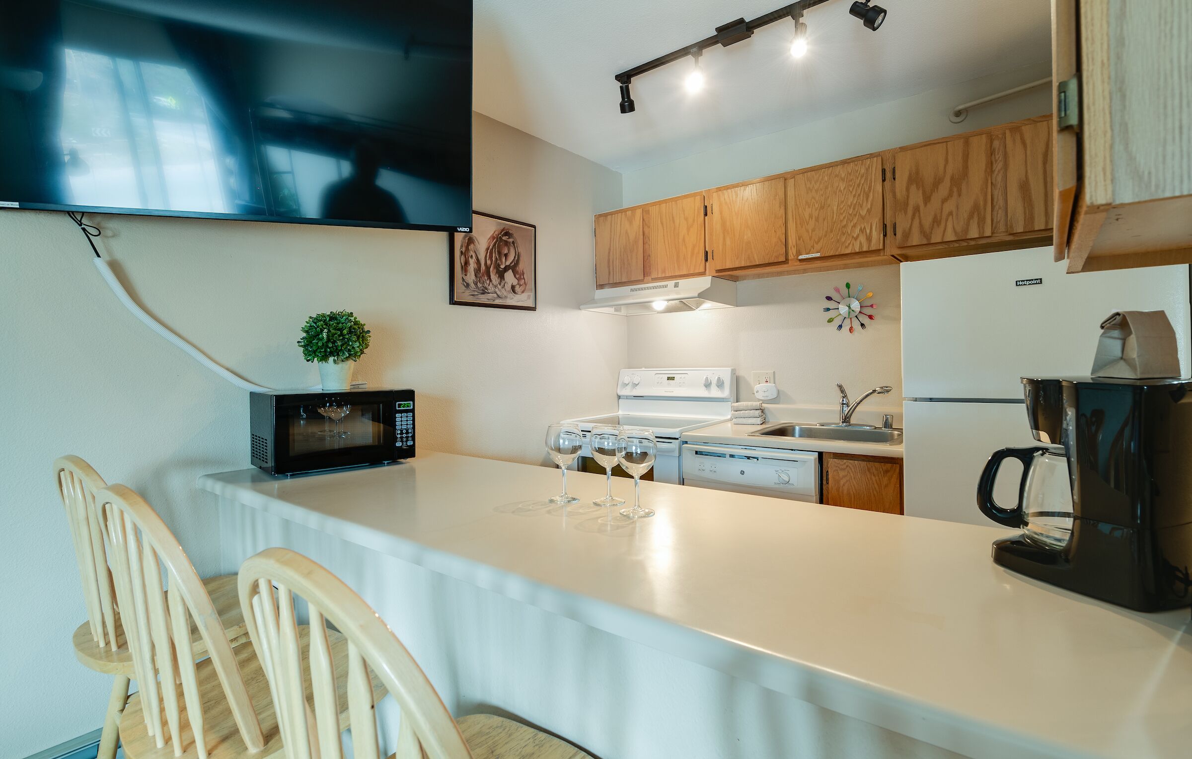 Fridge, microwave, stovetop, dishwasher