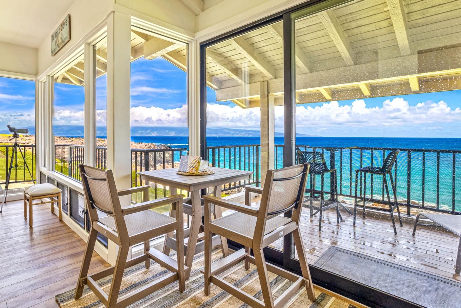 Coffee tastes better with crashing waves and a front-row seat to sea turtles doing their thing. True story    