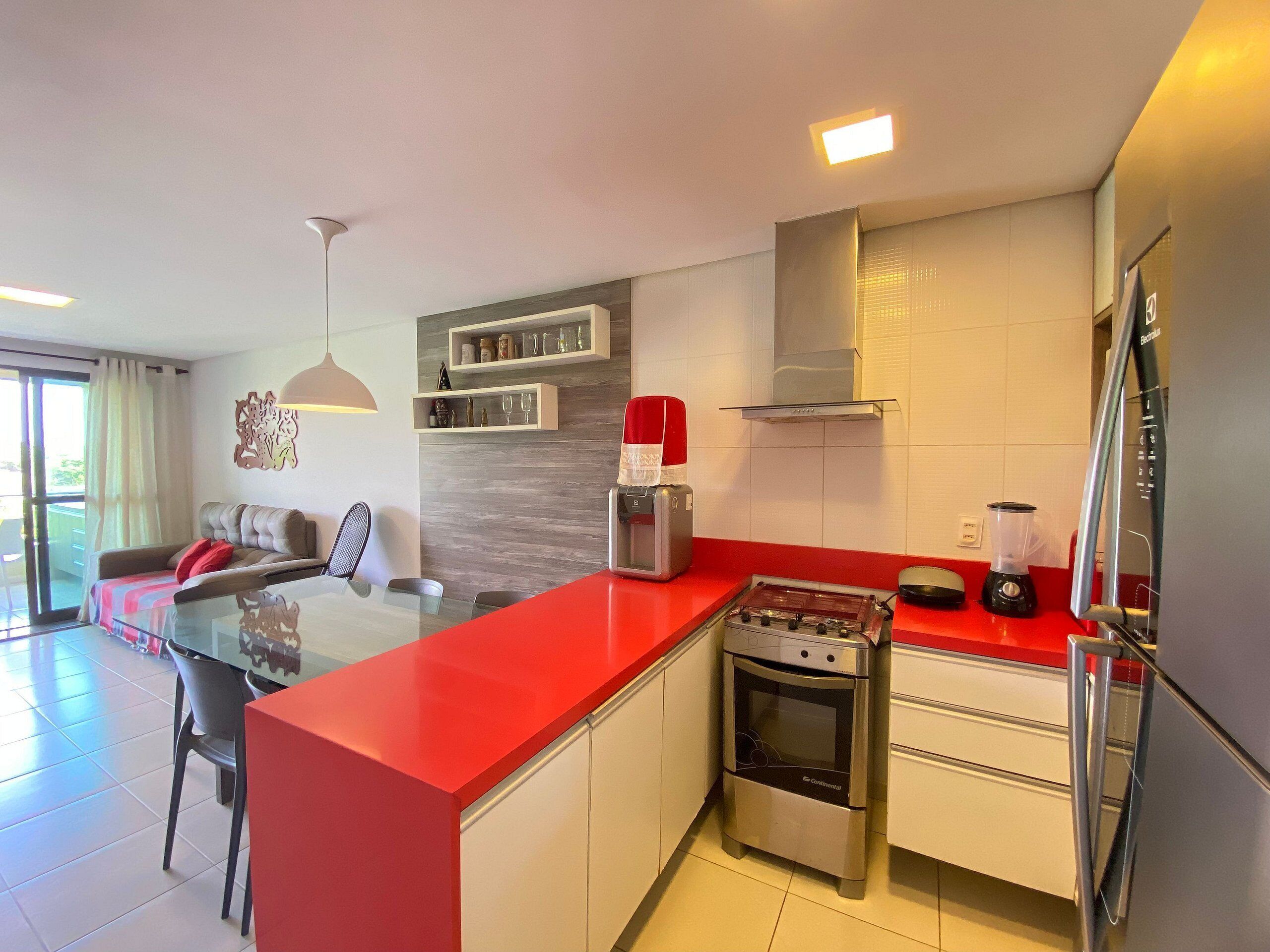 Apartamento família | Cozinha privada | Geladeira, micro-ondas, torradeira
