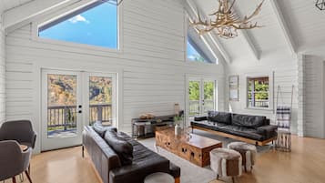 Smart TV, fireplace, ping pong, books