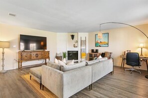Smart TV, DVD player, video library, stereo