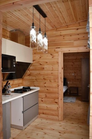 Großer Kühlschrank, Mikrowelle, Ofen