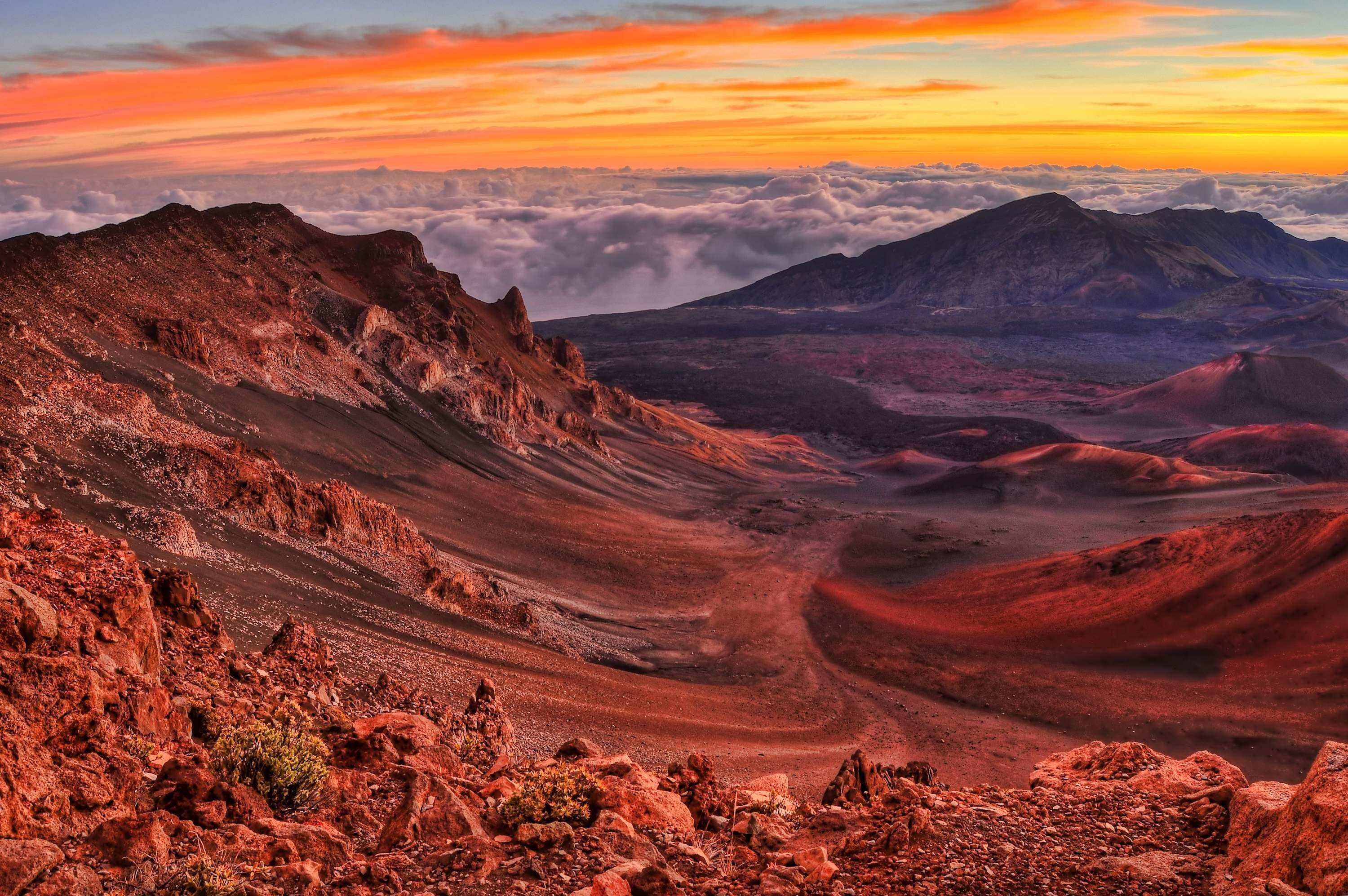 A rugged mountainous landscape with a clear sky.