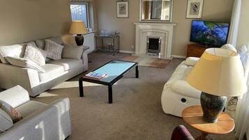 Smart TV, fireplace, DVD player, computer monitors
