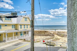 Overlooking the beach, this hotel offers stunning views from its balcony.