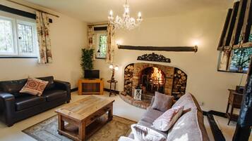 Rumah | Ruang keluarga | Televisi 30-inci dengan saluran TV digital dan perapian