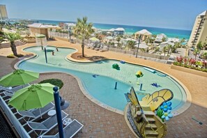 Relax by the pool with ocean views and lounge in style with our unique butterfly-shaped pool.