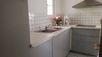 Kühlschrank, Mikrowelle, Herdplatte, Geschirrspüler