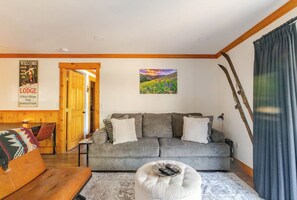 Smart TV, chimenea y libros 