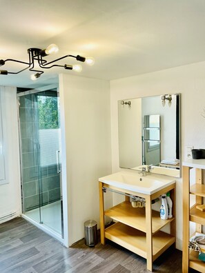 Dusche, Haartrockner, Toilettenpapier