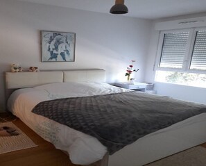 1 chambre, bureau, fer et planche à repasser, draps fournis