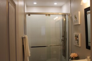 Regadera, secadora de cabello, toallas, jabón 