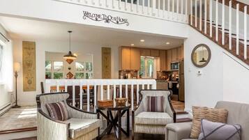 Smart TV, fireplace, video games, foosball