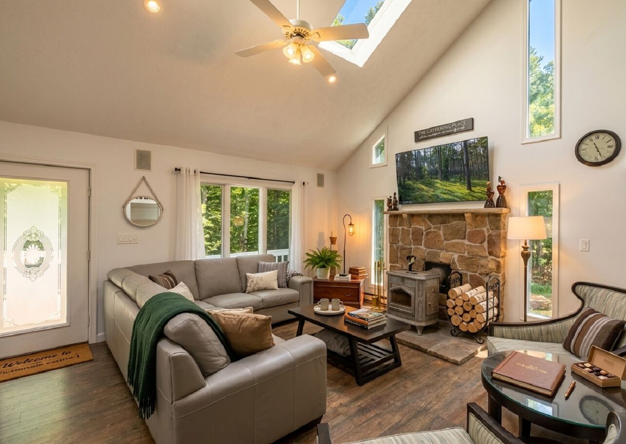 Smart TV, fireplace, video games, foosball