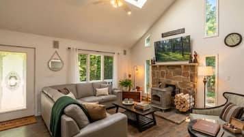 Smart TV, fireplace, video games, foosball