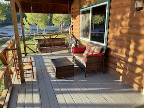 Terrace/patio - Croll Cabins-Peterson's Porch- #6 at Vallecito Lake. Amazing views, pet friendly (Bayfield)