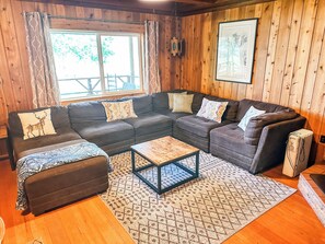 Smart TV, fireplace, DVD player, video library