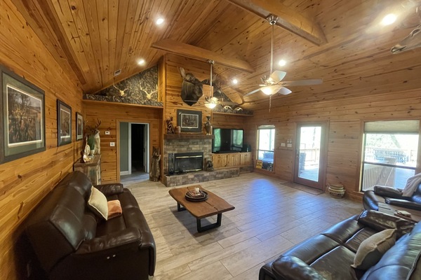 Smart TV, fireplace, DVD player, stereo