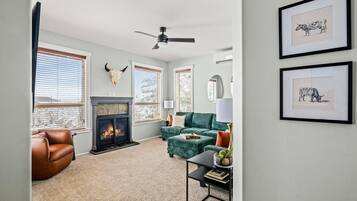 Smart TV, fireplace, video games, books