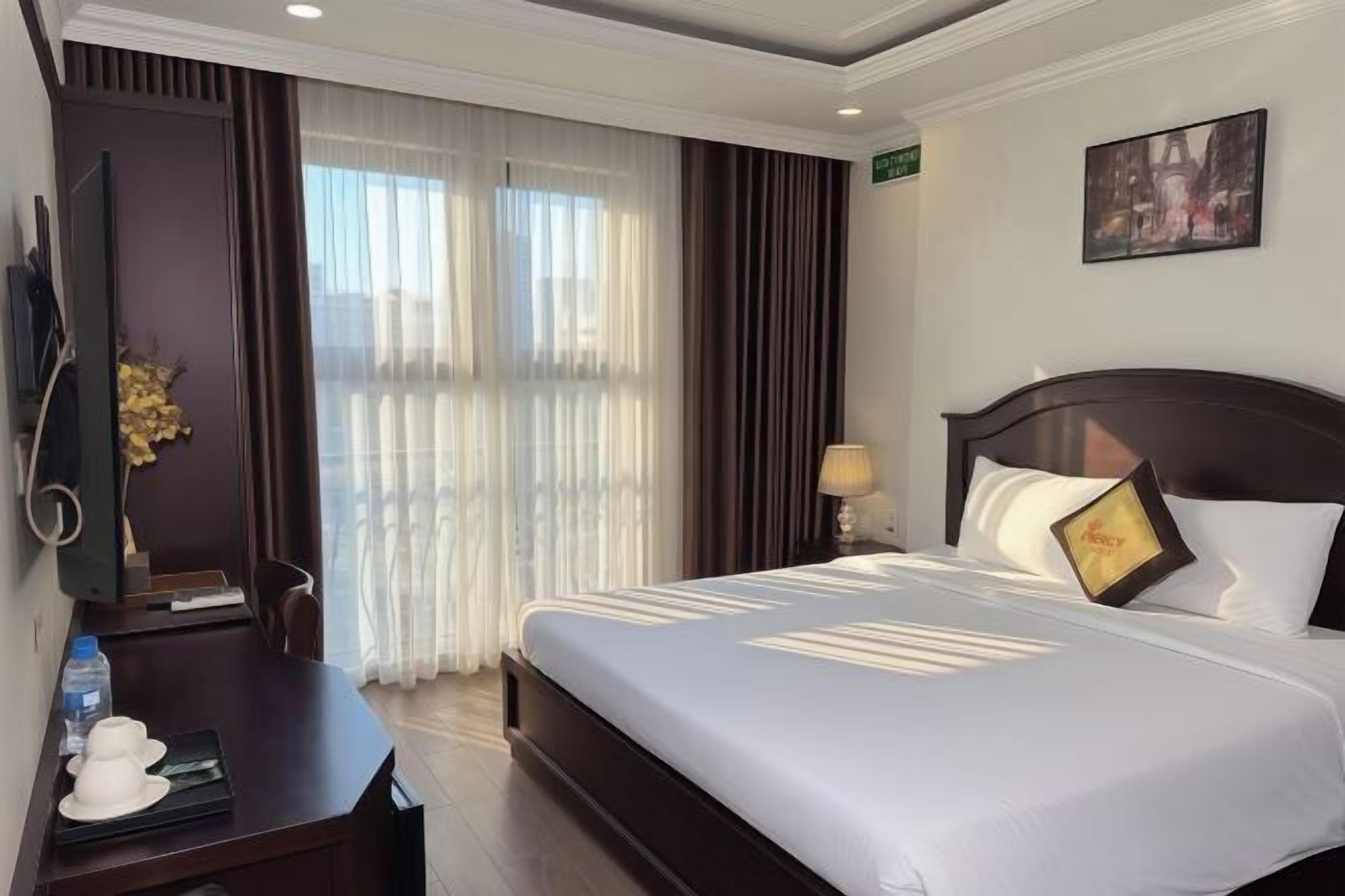 Free minibar items, desk, blackout curtains, soundproofing