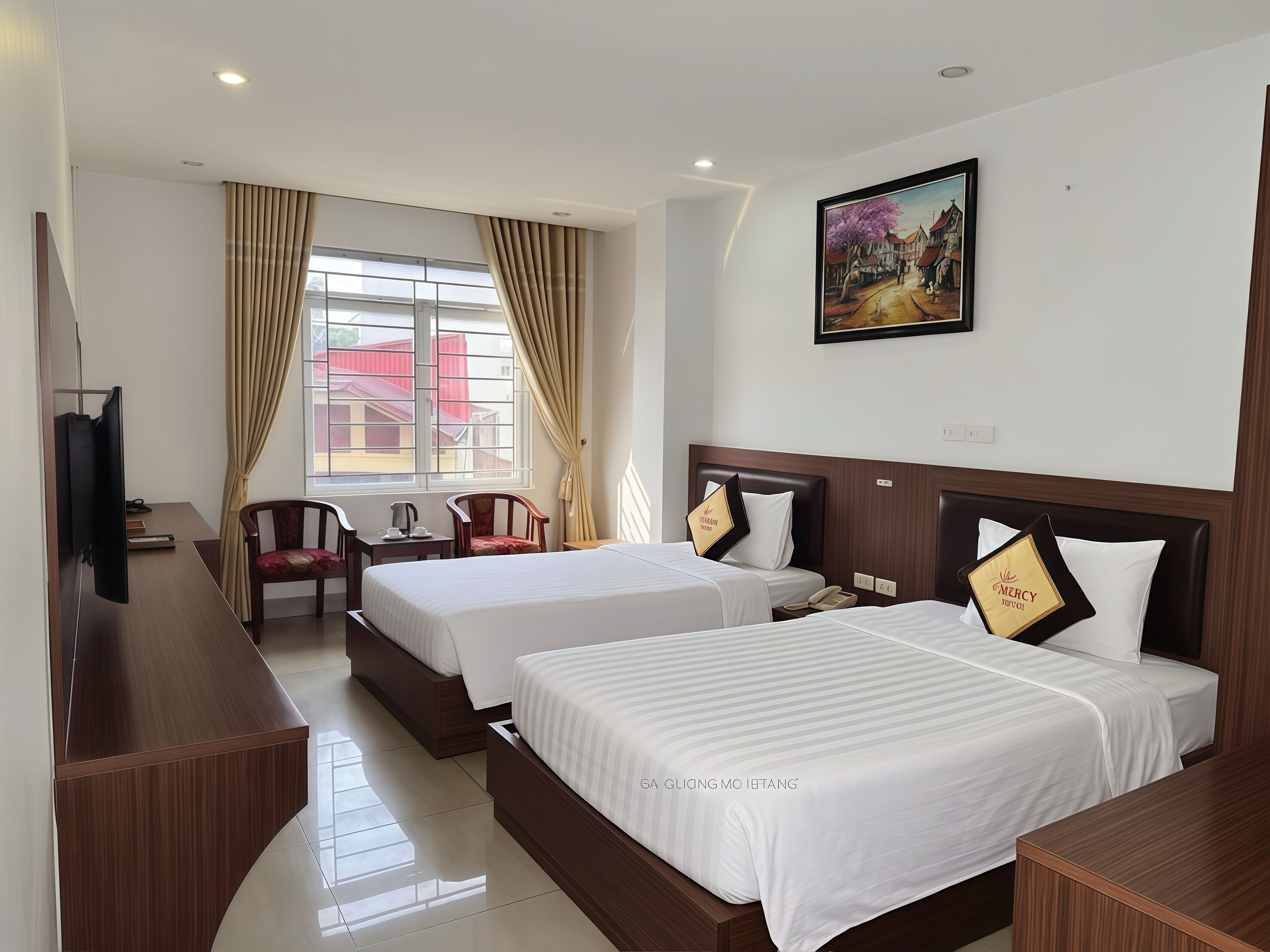 Phòng 2 giường đơn Tiêu chuẩn | Minibar với thức ăn, đồ uống miễn phí, bàn, màn/rèm cản sáng 