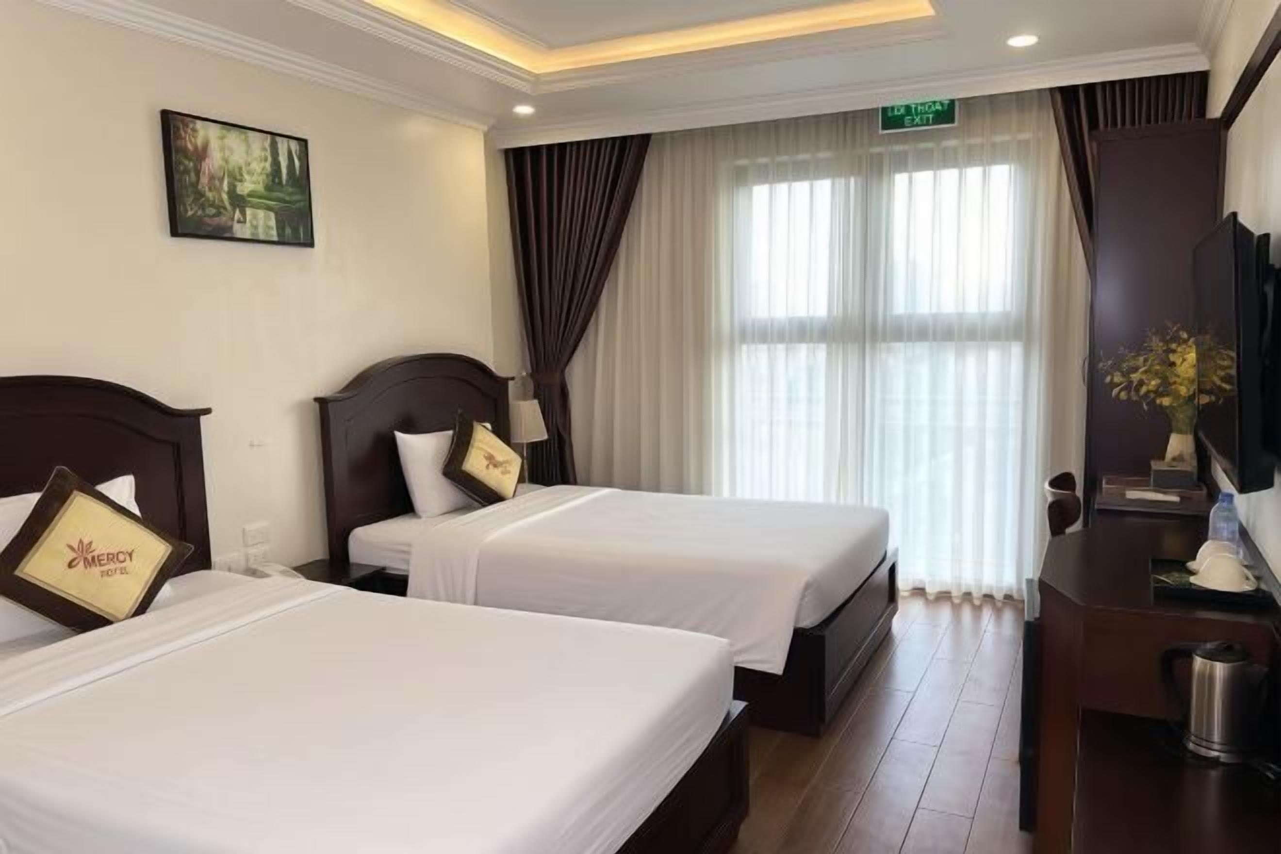Free minibar items, desk, blackout curtains, soundproofing