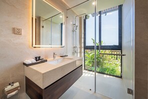 Sky Terrace 2-Bedroom Penthouse | Bathroom | Shower, rainfall showerhead, designer toiletries, hair dryer