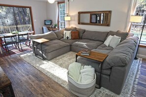 Smart TV, DVD player, books, video library