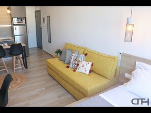 Studio, 1 Bedroom, Accessible, City View | Living area | Books - New Studio 3 Downtown Thessaloniki-fully Equipped (Thessaloniki)