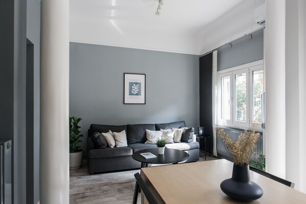 Standard Apartment | Living area | 43-inch Smart TV with digital channels, TV, Netflix