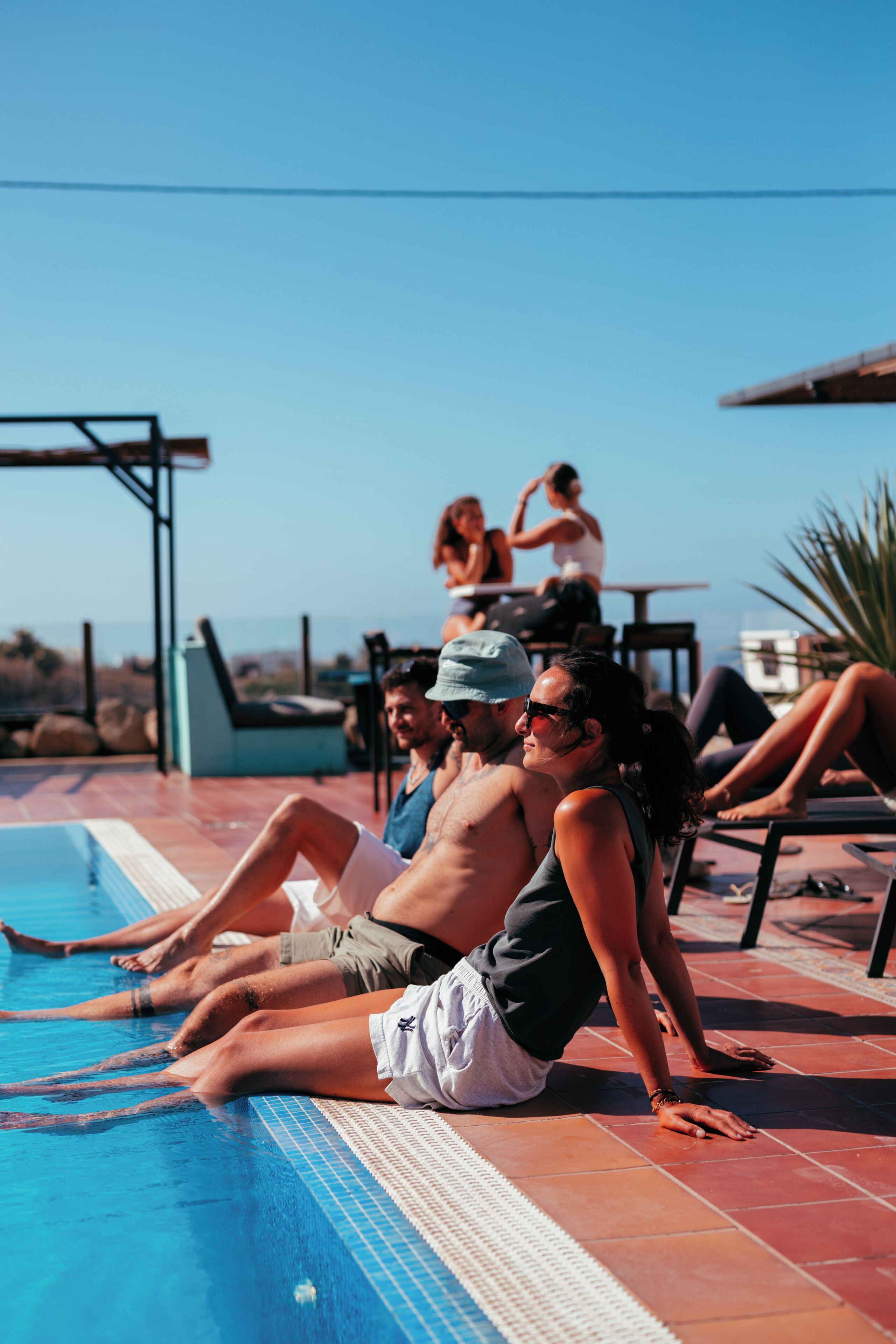 Outdoor pool, pool loungers