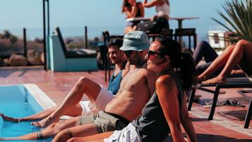 Outdoor pool, pool loungers
