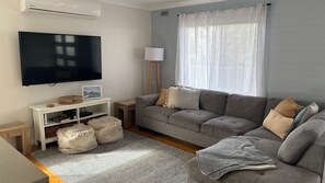 TV, DVD player, books