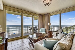 Living room - Shores of Panama 2 & 3 Bedroom Condos by Vacations Perfected (Panama City Beach)