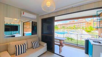 Family Apartment, Pool View, Ground Floor | Living area