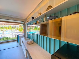 Family Apartment, Pool View, Ground Floor | Living area