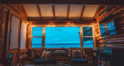 Burt Lake waterfront - huge dock, fire pit and incredible views