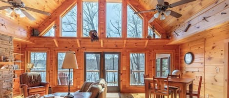Smart TV, fireplace, video games, DVD player