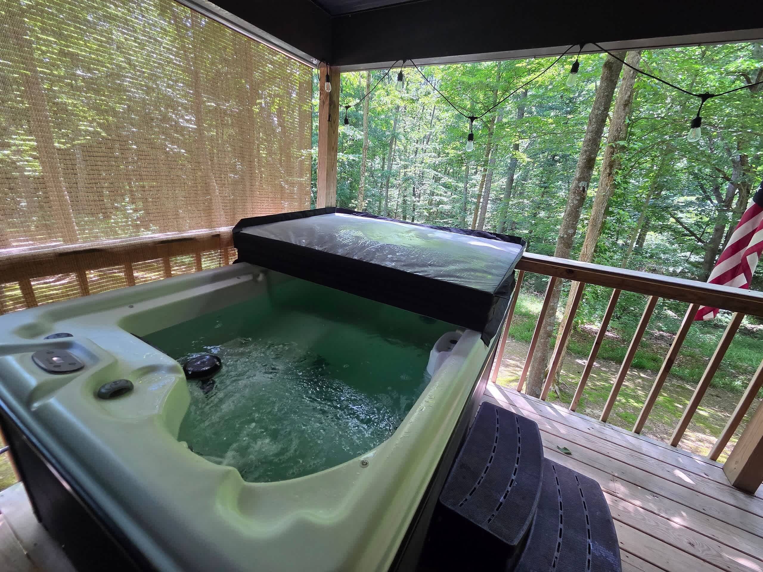 Private hot tub on the covered deck