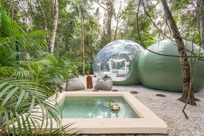 Suite Premium, piscina privada, vistas al jardín | Ropa de cama de alta calidad y edredones de plumas