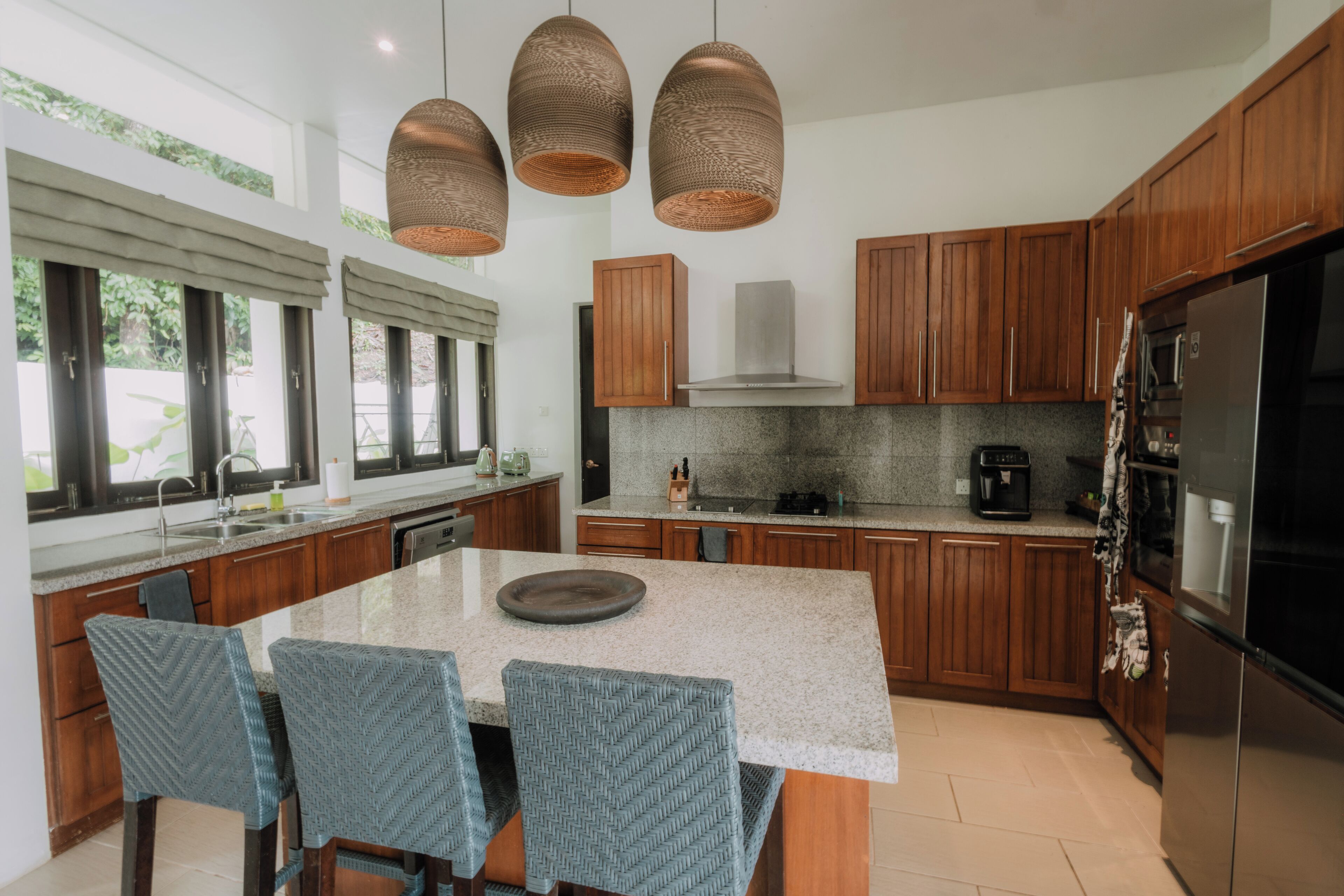 Luxury Villa | Private kitchen | Full-size fridge, microwave, oven, stovetop