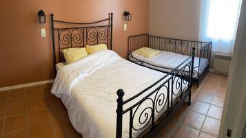 2 bedrooms, in-room safe, iron/ironing board, travel cot